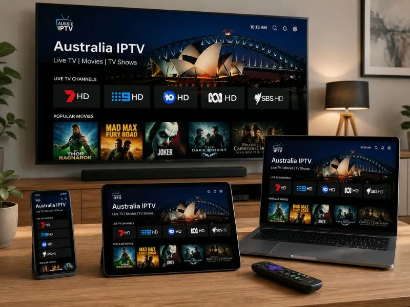 Australia IPTV running on Smart TV, Android phone, tablet and laptop simultaneously